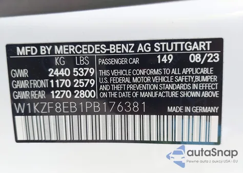 2023 Mercedes-Benz E 350 4Matic из США, поврежденный, VIN W1KZF8EB1PB176381
